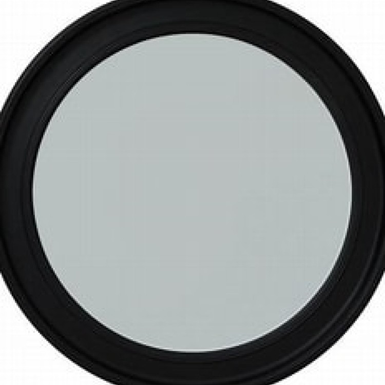 23332 Black wood round framed mirror