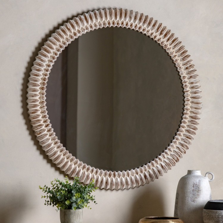 568247 Pimlico Round mirror white wash