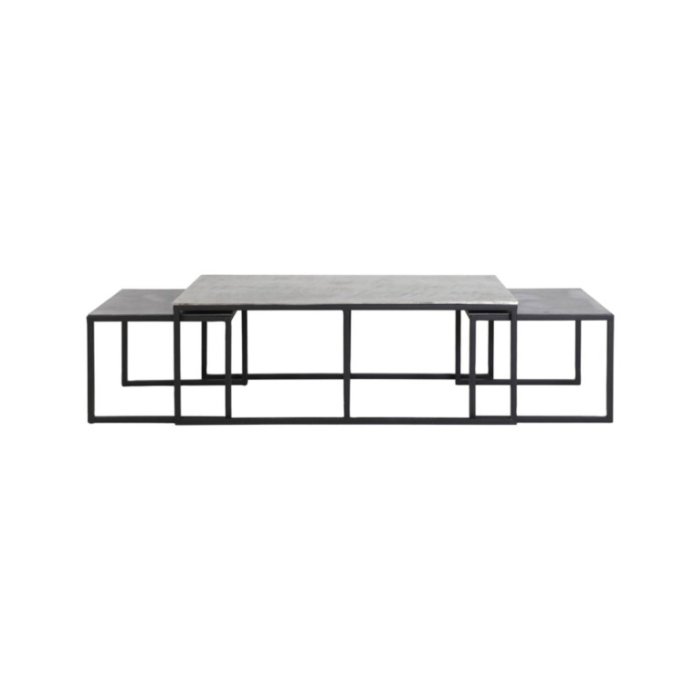 6732410 KUMALU ANT.TIN S/3 COFFEE TABLES