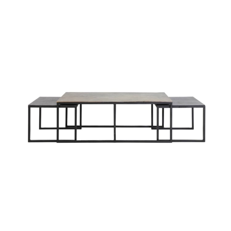 6732418 KUMALU ANT.BRONZE S/3 COFFEE TABLES
