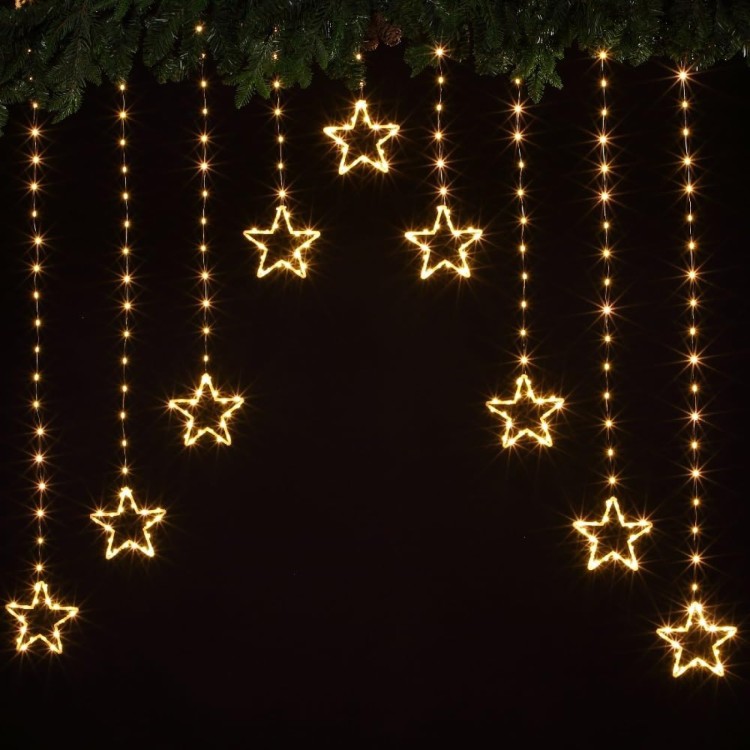 6820310 300 WARM WHITE STAR CURTAIN LIGHTS