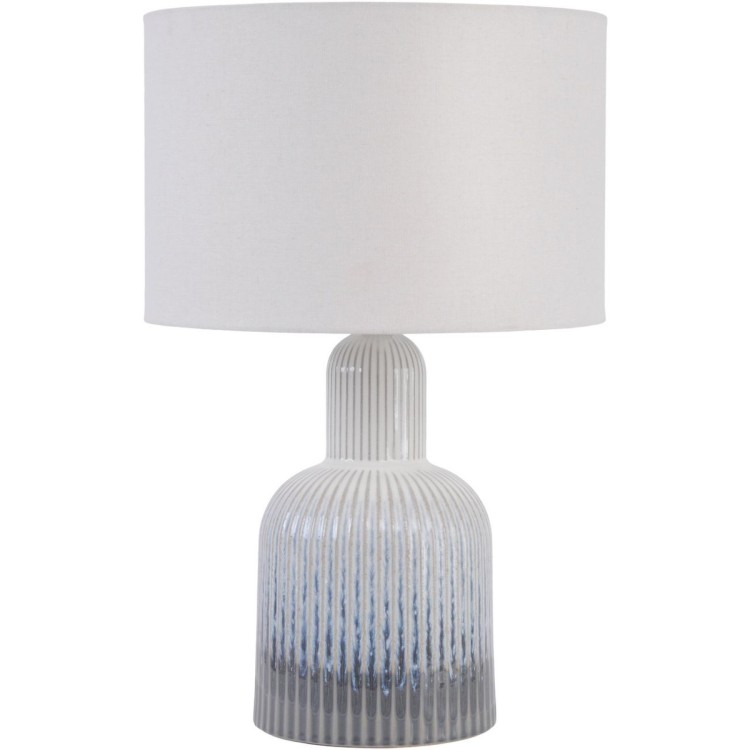 703166 GREY RIBBED LAMP W/SHADE