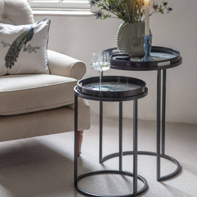 705178 BELVEDERE PEACOCK S/2 SIDE TABLES
