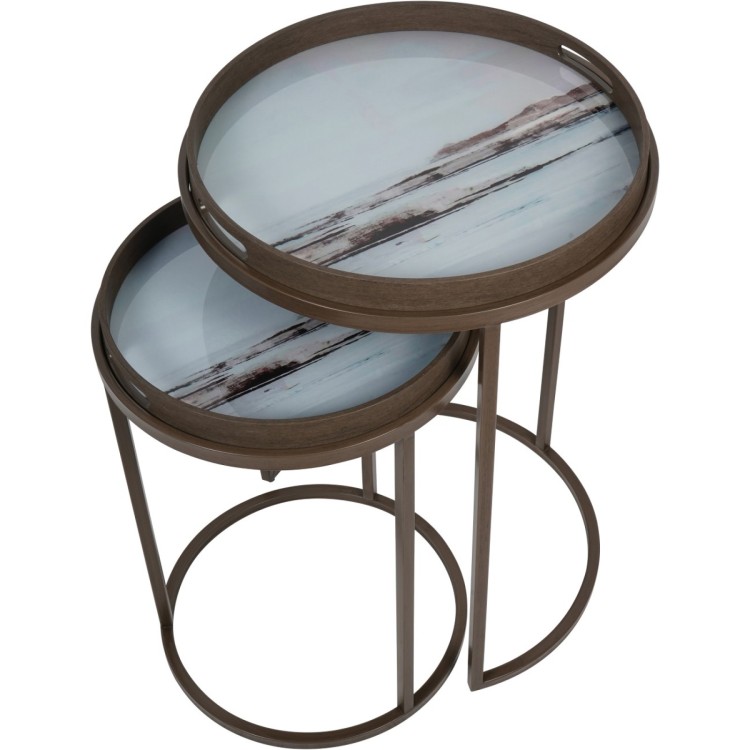 706421 BLURRED SEASCAPE S/2 SIDE TRAY TABLES
