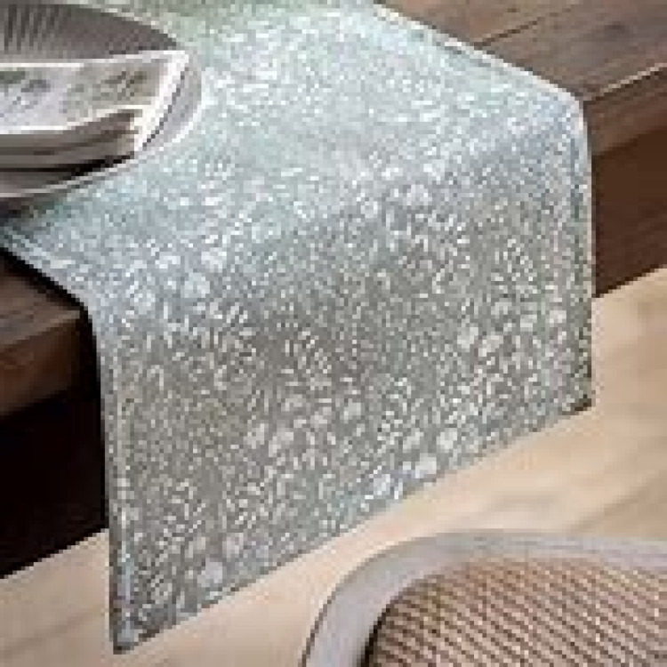 963193 Sage floral table runner