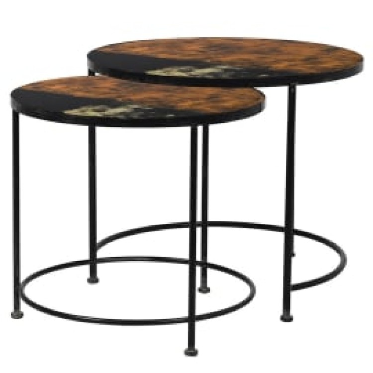 AMC039 S/2 PATTERN GLASS TOP TABLES