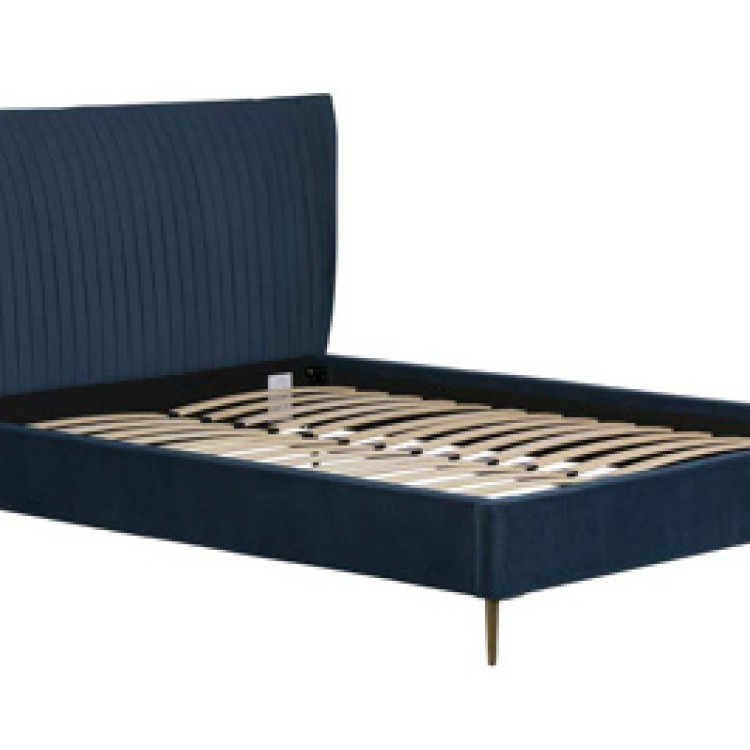 BED-09-TEAL PLEATED BEDSTEAD SUPERKING