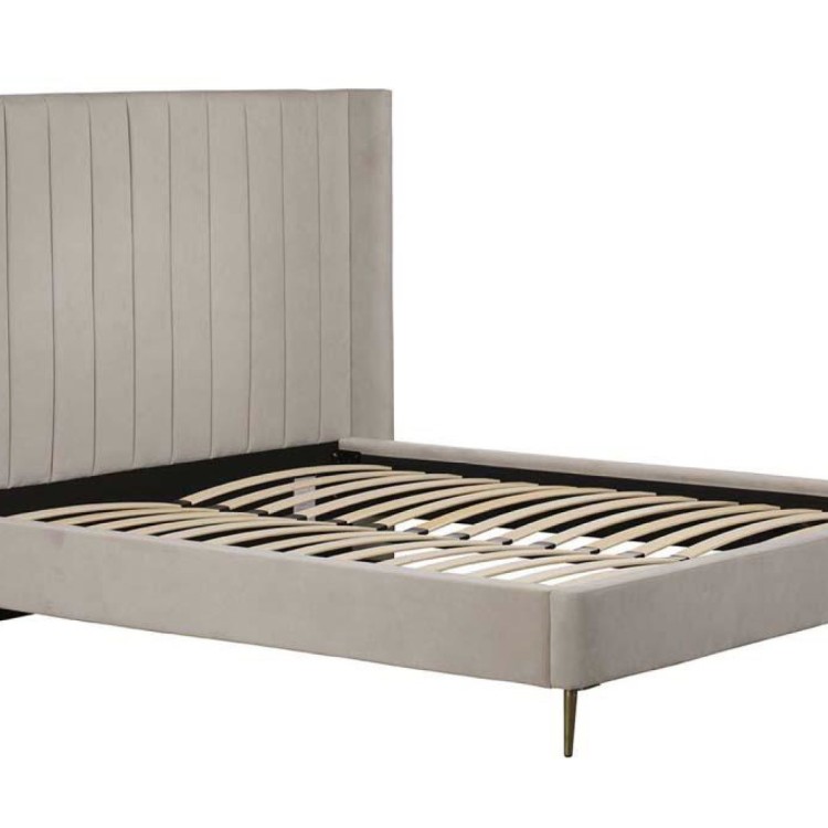 BED-11-SILVER HIGH BEDSTEAD SILVER KINGSIZE