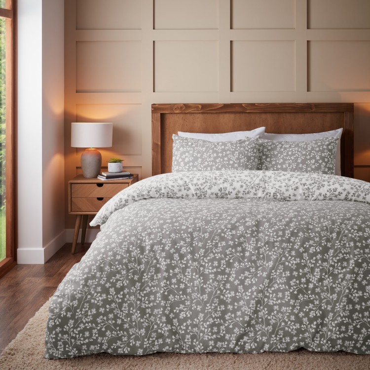 BRUSHED GRACE FLORAL LEAF GREY K/S