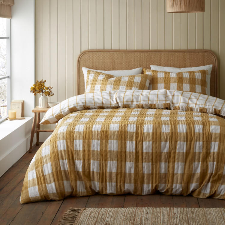 BRUSHED SEERSUCKER GINGHAM CARAMEL K/S