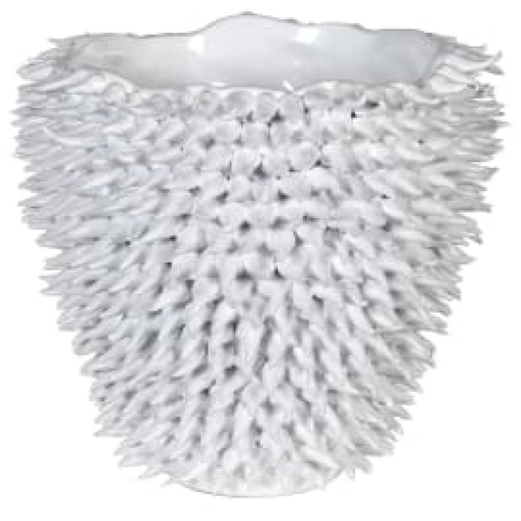 CYC032 WHITE SPIKE CERAMIC PLANTER