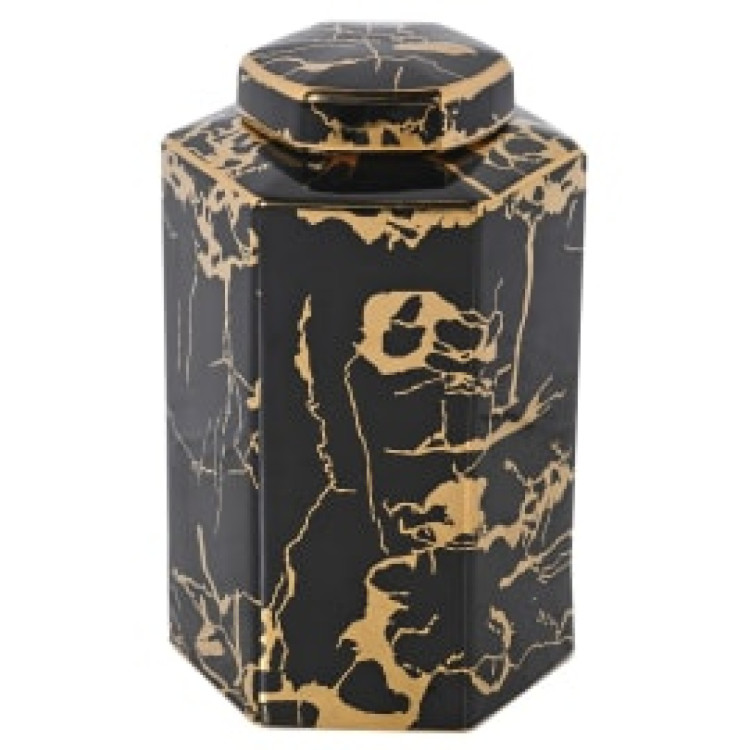 DSL269 BLACK/GOLD LIDDED JAR