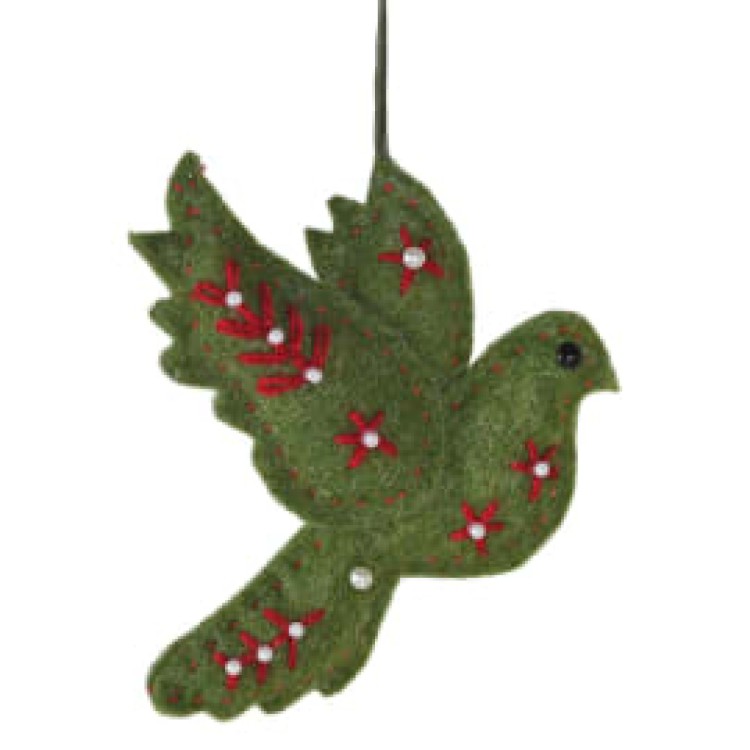 DST080 GREEN DOVE HANGING DECORATION