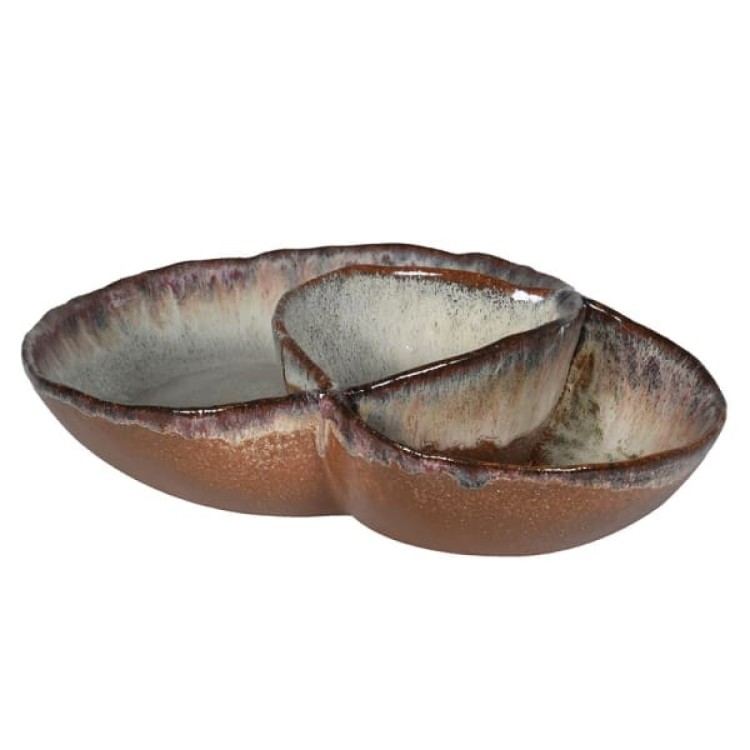 FDS012  BROWN OMBRE PLATE W/DIP POT