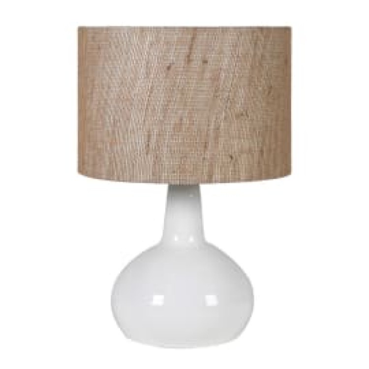FLM119 IVORY BULBOUS LAMP WITH SHADE