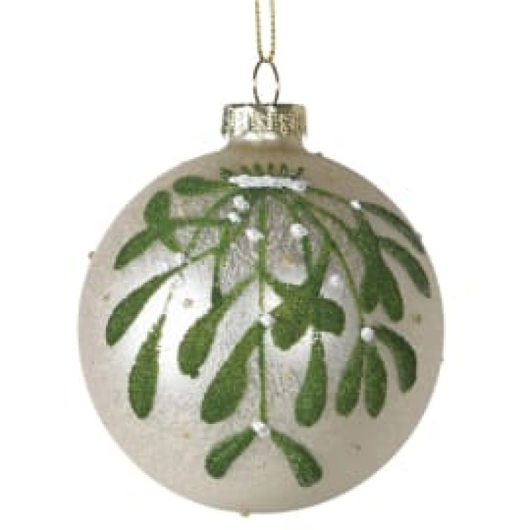 GSY543 WHITE MISTLETOE BAUBLE