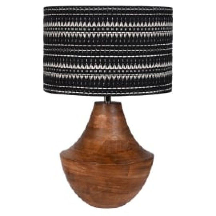 IET013 WOODEN LAMP H/WOVEN SHADE