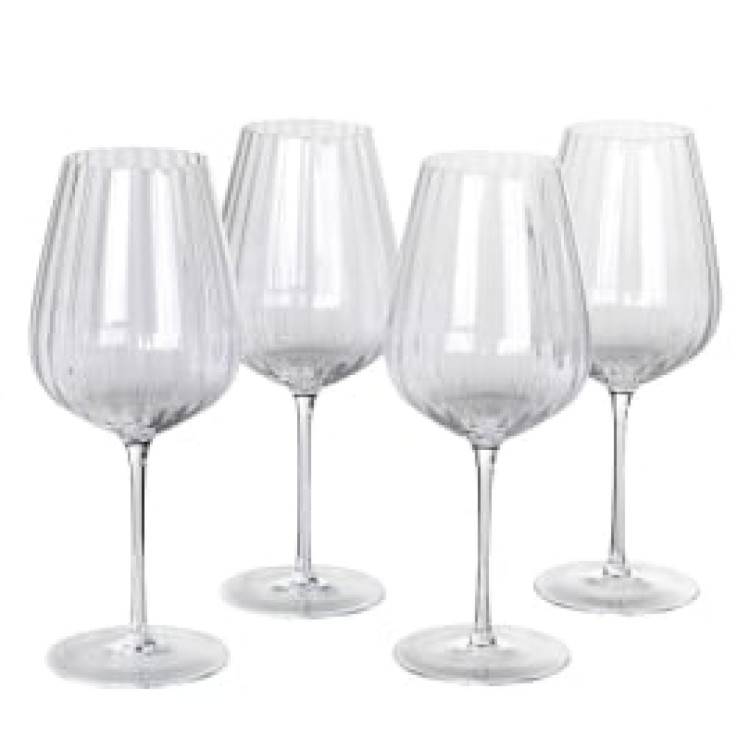 JK147 SET OF 4 RIBBED WINE GLASSES