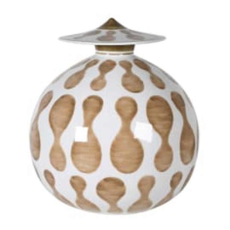 JNC394 WHITE BROWN COOLIE LID JAR