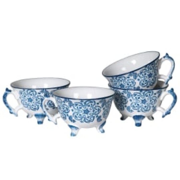 JYY134 S/4 BLUE PATTERN CUPS