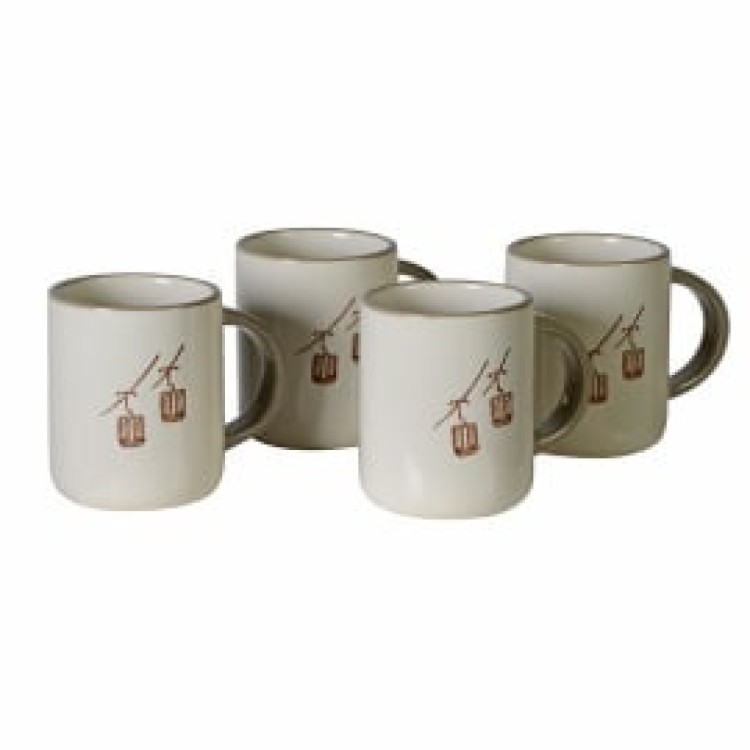 JYY389 S/4 BEIGE SKI LIFT MUGS