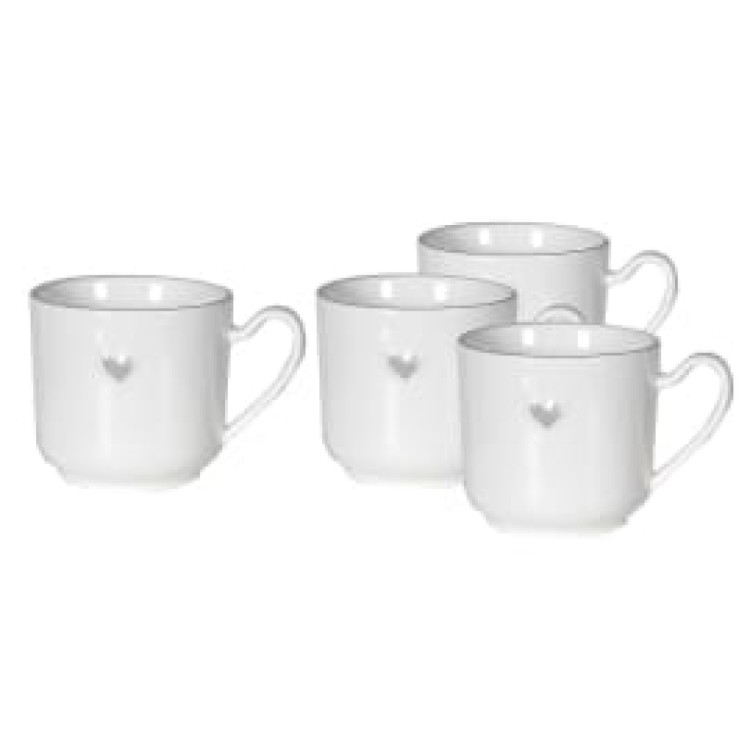 LYN061 S/4 GREY HEART MUGS