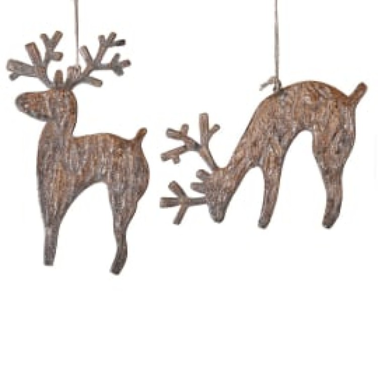 NCG457 SET OF 2 RUSTIC HANGING DEER