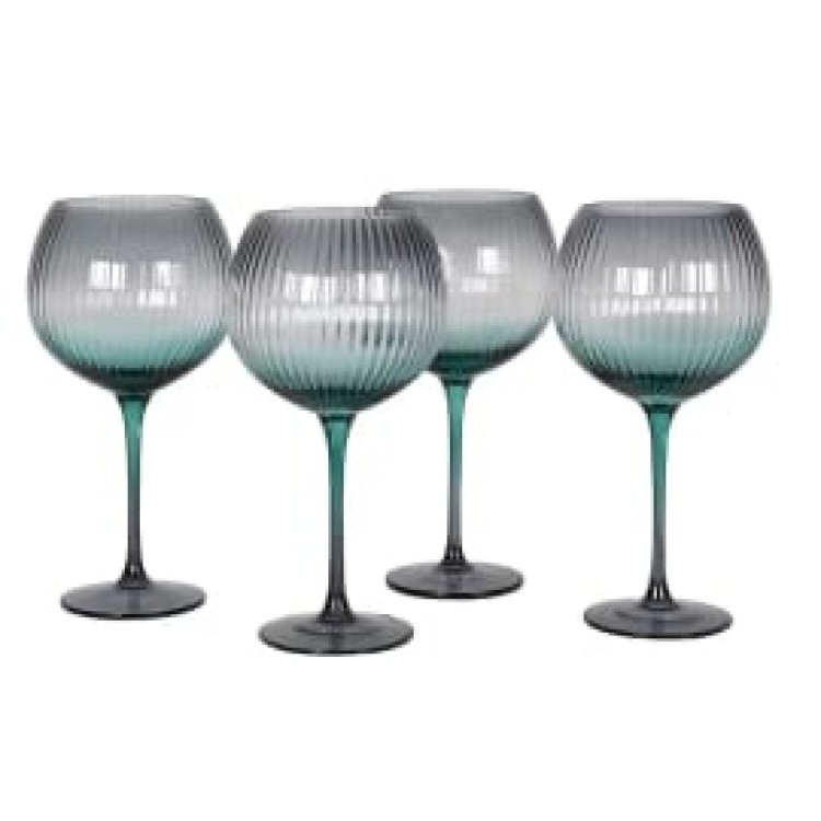 SXJ097 SET OF 4 EMERALD GIN GLASSES