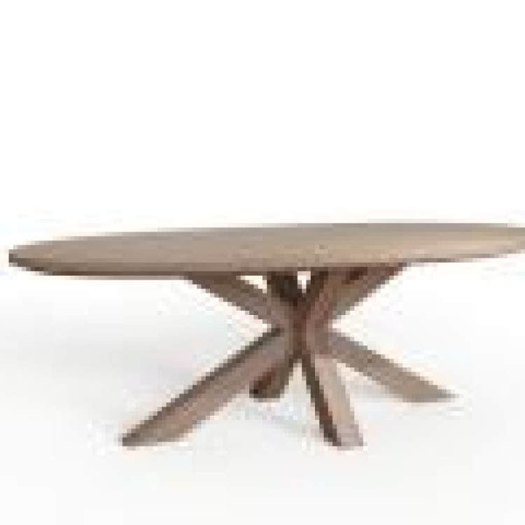 Tambour - Grey Oiled Barkington 2400 Oval Table / Double X Pedestal Base