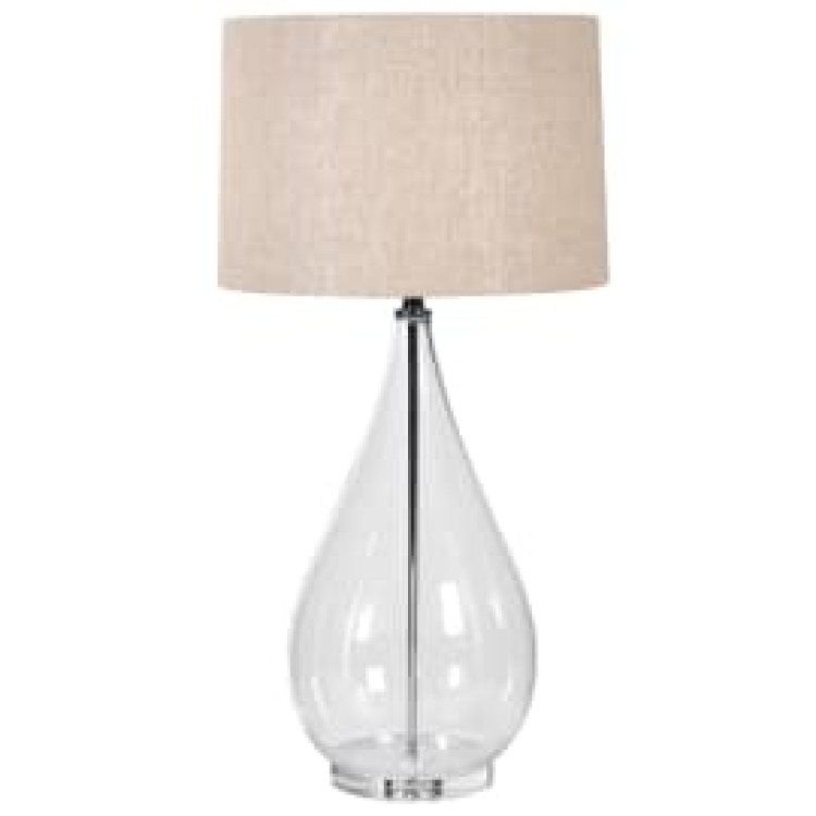 UTL090 Clear Glass Lamp W. Linen Shade